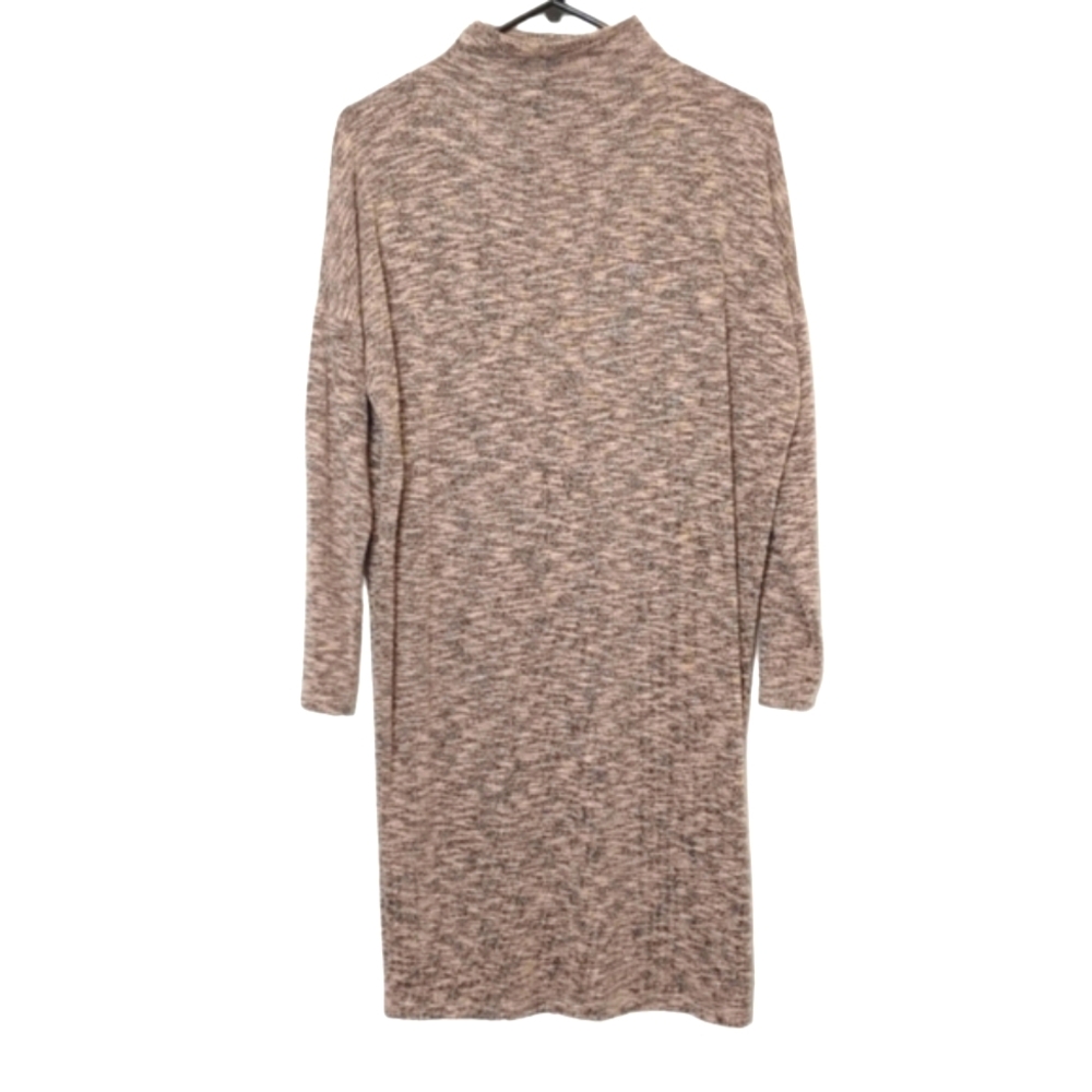 Bobeau High Neck Long Sleeve Heathered Pink Gray Midi Winter Dress Size Small